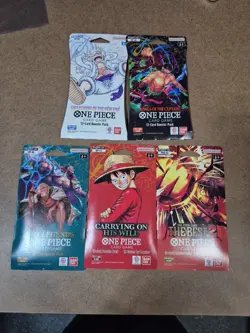 One Piece PRB- 02 Op-05,06,08 Op13 Sleeved Booster Packs Factory Sealed LOT OF 5 - Image 1