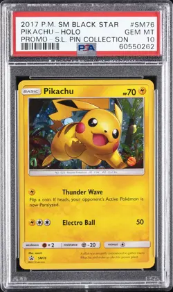 2017 POKEMON SM BLACK STAR PROMO SHINING LEGENDS PIN COLL PIKACHU-HOLO PSA 10 - Image 1
