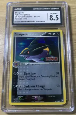 Pokemon - CGC 8.5 - Sharpedo - 38/108 - Rev Holo - Power Keepers (2007)- Stamped - Image 1