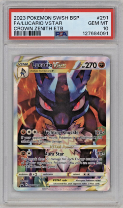 PSA 10 Gem Mint - Lucario Vstar Crown Zenith ETB 291 Pokemon Black Star Promo - Image 1