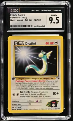 Pokemon Erika's Dratini Gym Heroes 1st Edition 2000, 42/132, Vintage CGC 9.5 - Image 1