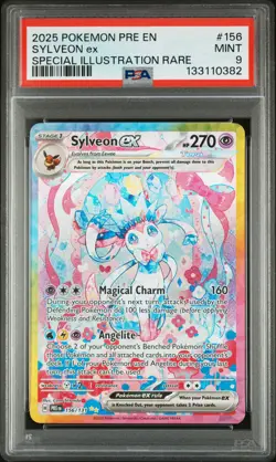 2025 POKEMON PRE EN-PRISMATIC EVOLUTIONS #156 SYLVEON EX PSA 9 - Image 1