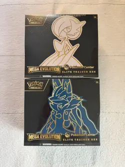 Mega Evolution Pokemon Center Elite Trainer Box SET Lucario & Gardevoir Sealed - Image 1