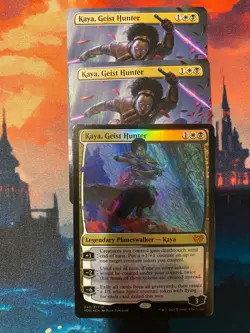 MTG Innistrad Crimson Vow Kaya Geist Hunger x 3, One Foil, Two Borderless - Image 1
