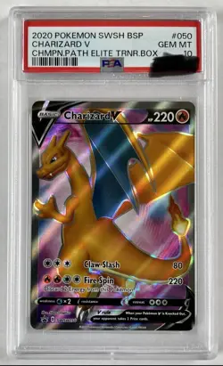 Charizard V 2020 Pokemon Champions Path Promo SWSH050 Full Art PSA 10 GEM MINT - Image 1