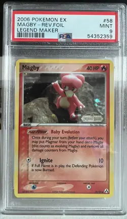 Magby EX Legend Maker Reverse Holo 58/92 PSA 9 Mint Pokemon 2006 - Image 1
