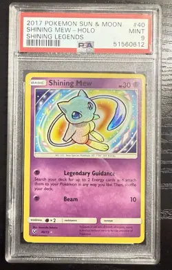 2017 Pokemon Sun & Moon Shining Legends #40 Shining Mew-Holo 40/73 PSA 9 - Image 1