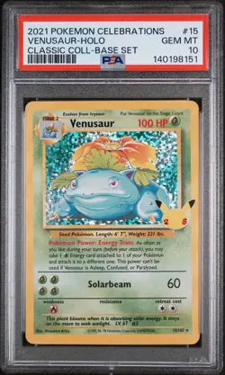 2021 POKEMON CELEBRATIONS CLASSIC COLL #15 VENUSAUR-HOLO PSA 10 - Image 1