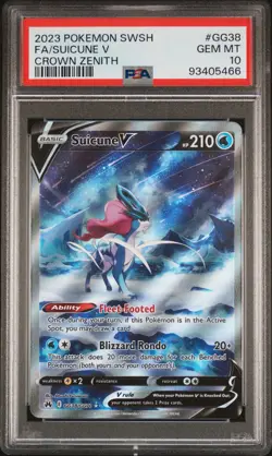 2023 POKEMON SWORD & SHIELD CROWN ZENITH #GG38 FULL ART/SUICUNE V PSA 10 - Image 1