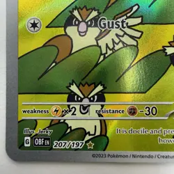 Pidgey 207/197 Pokemon SV03: Obsidian Flames Illustration Rare Holo 2023 - Image 5