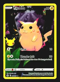Pokemon TCG Celebrations Pikachu Full Art Holo Rare Card 005/025 - Image 1