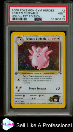 ERIKA'S CLEFABLE HOLO-1ST EDITION POKEMON GYM HEROES 2000 3 PSA 9 - Image 1