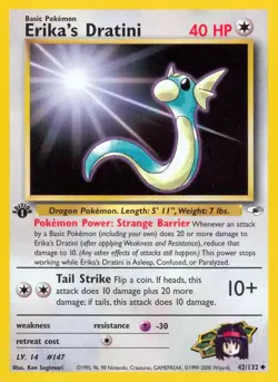 Erika's Dratini Gym Heroes Uncommon LP Pokemon 042/132 1st Edition - Image 1