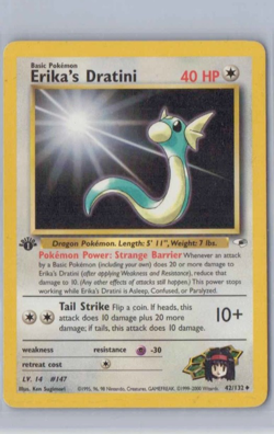 2000 Pokemon Gym Heroes 1st Edition Erika's Dratini 42/132 Uncommon - Image 1