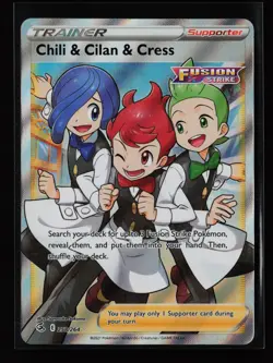 Chili & Cilan & Cress (Full Art) 258/264 SWSH08: Fusion Strike Pokemon Card - Image 1