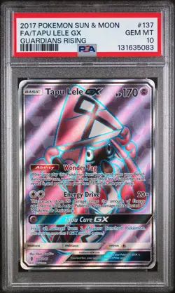 2017 POKEMON SUN & MOON GUARDIANS RISING #137 FULL ART/TAPU LELE GX PSA 10 - Image 1