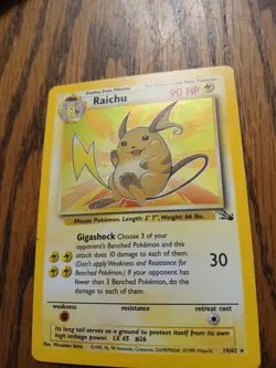 1999 Pokemon Raichu Fossil Holo 14/62 - Image 1