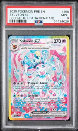 2025 POKEMON PRE EN-PRISMATIC EVOLUTIONS #156 SYLVEON EX PSA 9 - Image 1