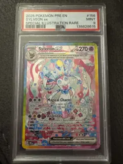 2025 POKEMON PRE EN-PRISMATIC EVOLUTIONS #156 SYLVEON EX PSA 9 - Image 1