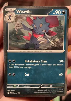 Pokemon TCG MEP Weavile 021/189 & Sneasel 020/189 Regular English Card Lot promo - Image 2