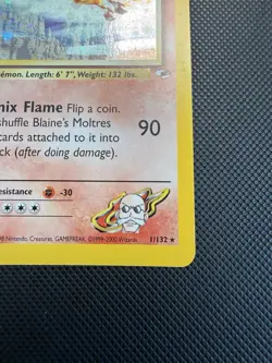 Blaine’s Moltres 1/132 Gym Heroes 1st Edition Pokemon Card Holo MP - Image 5