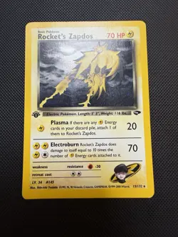 Rocket’s Zapdos 15/132 Gym Challenge 1st Edition Pokemon Card Holo HP - Image 1
