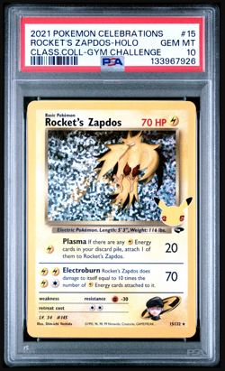 2021 Pokemon Celebrations ROCKET'S ZAPDOS Holo PSA 10 15/132 - Image 1