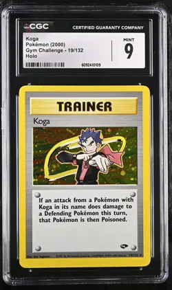 CGC 9 MINT Koga 2000 Gym Challenge 19/132 Holo Pokemon Card - Image 1