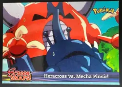 TOPPS POKEMON JOHTO HERACROSS VS. MECHA PINSIR! SCREEN SNAP #7 CARD BLUE LOGO - Image 1