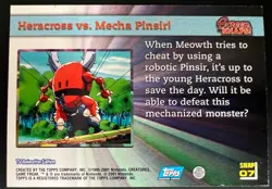 TOPPS POKEMON JOHTO HERACROSS VS. MECHA PINSIR! SCREEN SNAP #7 CARD BLUE LOGO - Image 2