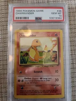 1999 Charmander PSA 10 *** POKEMON #46 - Image 1