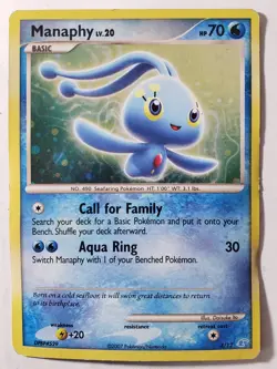 HOLO Manaphy 4/12 - DMG - Diamond Pearl Trainer Kit Pokemon Card - Image 1