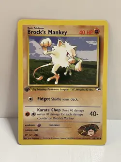 Pokemon Wotc Tcg Vtg Brock's Mankey 068/132 Gym Heroes Regular LP - Image 1