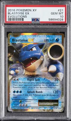 2016 POKEMON XY EVOLUTIONS #21 BLASTOISE EX PSA 10 - Image 1