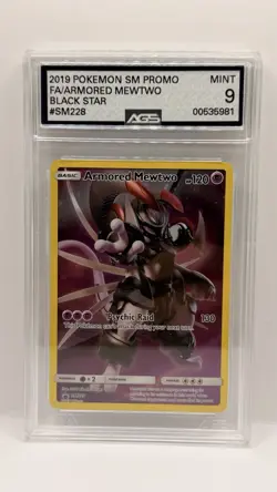 Pokemon TCG Armored Mewtwo Sun & Moon Sm228 Holo Promo AGS 9 - Image 1