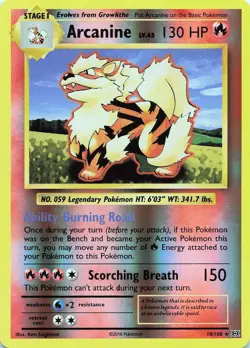POKEMON Arcanine #18/108 Reverse Holo XY - Evolutions NM - Image 1