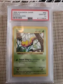 1999 WEEDLE Shadowless PSA 10 *** Pokemon Game - Image 1