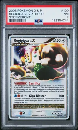 2008 POKEMON DIAMOND & PEARL STORMFRONT #100 REGIGIGAS LV.X-HOLO PSA 7 - Image 1