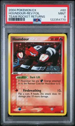 2004 POKEMON EX TEAM ROCKET RETURNS #60 HOUNDOUR-REVERSE FOIL PSA 9 - Image 1