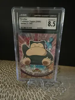 MINT GLOSSY 2000 Topps Pokemon TV Animation Series 3 Snorlax Blue Logo #143 - Image 1