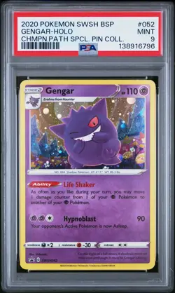 Pokemon Gengar SWSH052 Promo Champions Path Holo Pin PSA 9 - Image 1