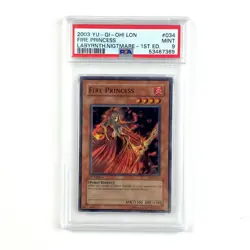 PSA 9 YU-GI-Oh! Fire Princess LON-034 1st Edition Labyrinth of Nightmare MINT - Image 1