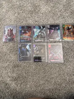 Gundam Card Game lot of 8 GD01 And GD02 R+/LR /C+ cards - Image 1