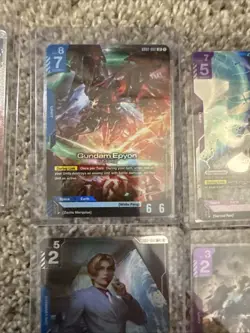 Gundam Card Game lot of 8 GD01 And GD02 R+/LR /C+ cards - Image 3