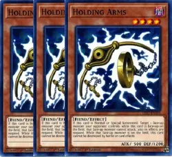 Yugioh - Holding Arms x 3 - 1st Edition NM - Plus Free Holographic Card - Image 1
