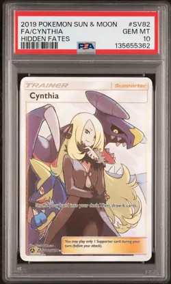 2019 POKEMON SUN & MOON HIDDEN FATES #SV82 FULL ART/CYNTHIA PSA 10 - Image 1