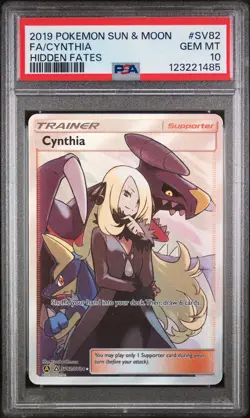 2019 POKEMON SUN & MOON HIDDEN FATES #SV82 FULL ART/CYNTHIA PSA 10 - Image 1
