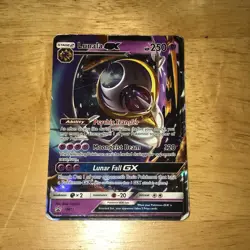 Lunala GX ~ SM17 ~ Half Art ~ BLACK STAR PROMO ~ Heavy PLAY ~ Pokemon Card - Image 1