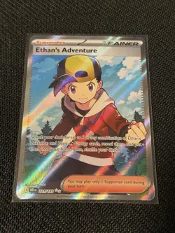 Pokemon TCG Ethan's Adventure Full Art Trainer Card 221/182 Destined Rivals - Image 1