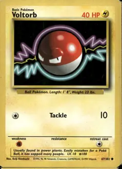 Voltorb 67/102 Common WOTC Base Set Pokemon - Image 1